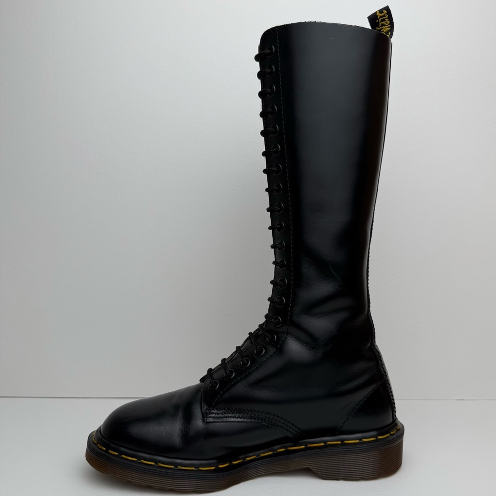Vintage Dr. Martens MIE Black Smooth Leather Tall 20 Eye Boots UK 5 - Picture 6 of 16